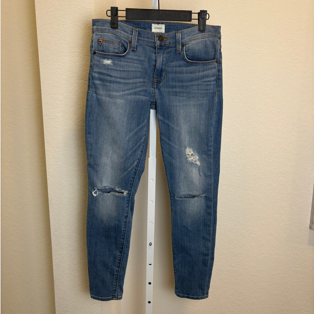 Hudson Womens Krista Ankle Low Rise Super Skinny Distressed Denim Jeans Size 26